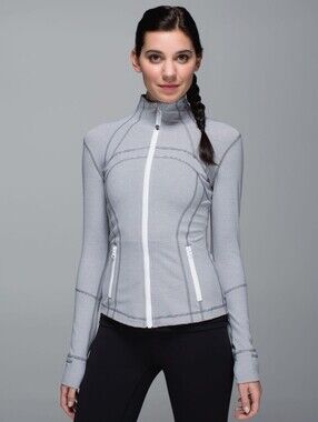Lululemon athletica Define Light Grey Striped Full-Zip Jacket